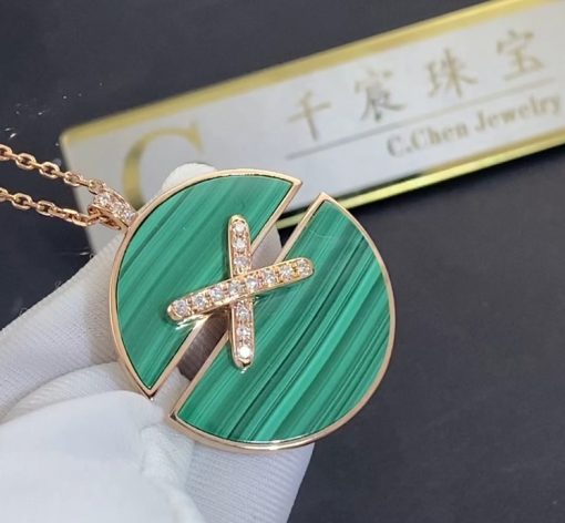 Chaumet Jeux De Liens Harmony Large Model Pendant Rose Gold And Malachite 084423