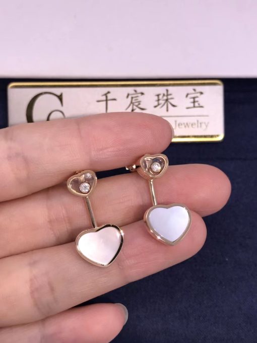 Chopard Happy Hearts Earrings, Ethical Rose Gold Mother-of-Pearl 83A082-5301