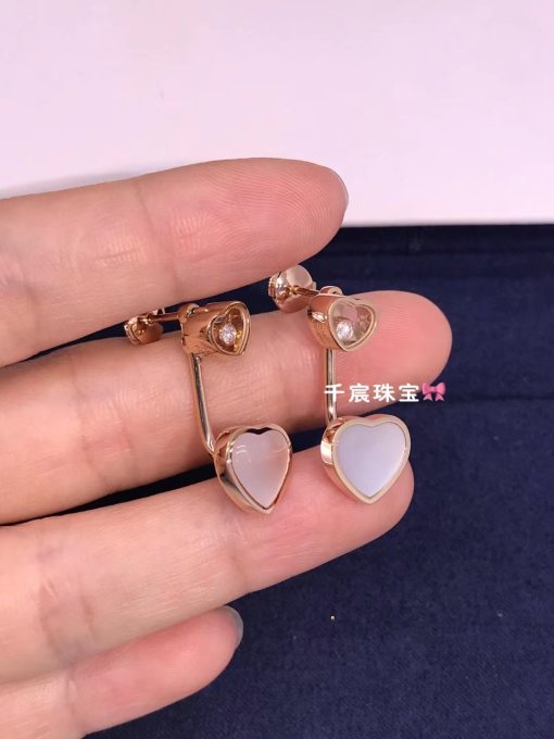 Chopard Happy Hearts Earrings, Ethical Rose Gold Mother-of-Pearl 83A082-5301