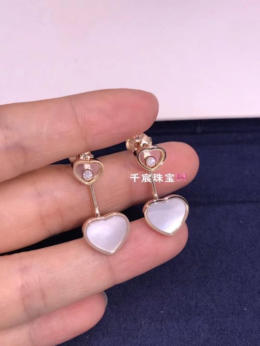 Chopard Happy Hearts Earrings, Ethical Rose Gold Mother-of-Pearl 83A082-5301