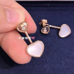 Chopard Happy Hearts Earrings, Ethical Rose Gold Mother-of-Pearl 83A082-5301