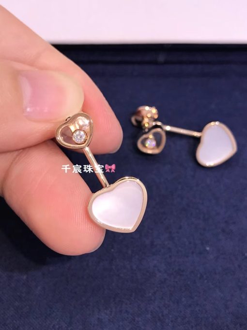 Chopard Happy Hearts Earrings, Ethical Rose Gold Mother-of-Pearl 83A082-5301