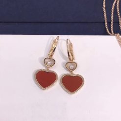 Chopard Happy Hearts Earrings, Ethical Rose Gold, Diamonds, Red Stone 837482-5810