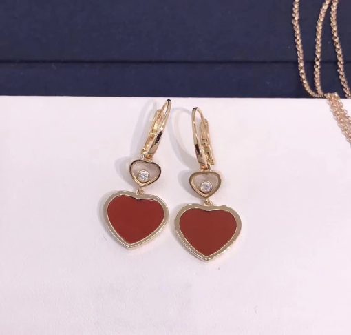 Chopard Happy Hearts Earrings, Ethical Rose Gold, Diamonds, Red Stone 837482-5810