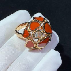 Chopard Happy Hearts Rose Gold Red Stone Diamond Ring