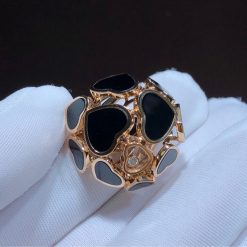 Chopard Happy Hearts Rose Gold Onyx Diamond Ring