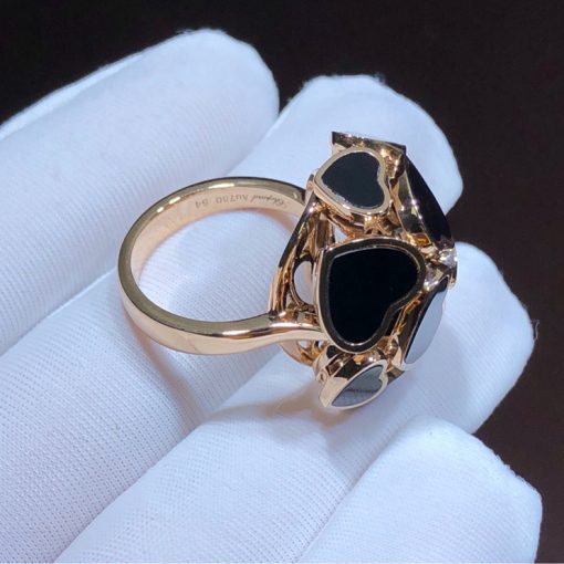 Chopard Happy Hearts Rose Gold Onyx Diamond Ring