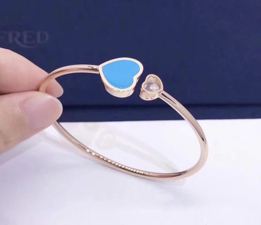 Chopard Happy Hearts Bangle Rose Gold Turquoise Stone @857482-5400