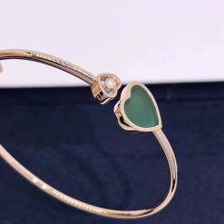 Chopard Rose Gold and Diamond Happy Hearts Bangle Green Agate @857482-5100