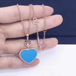 Chopard Happy Hearts Pendant Rose Gold Turquoise Stone 797482-5401