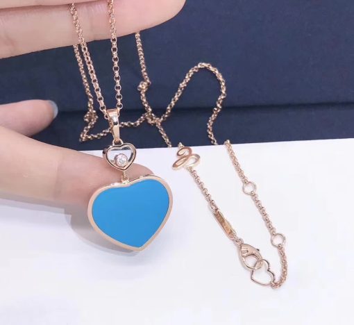 Chopard Happy Hearts Pendant Rose Gold Turquoise Stone 797482-5401