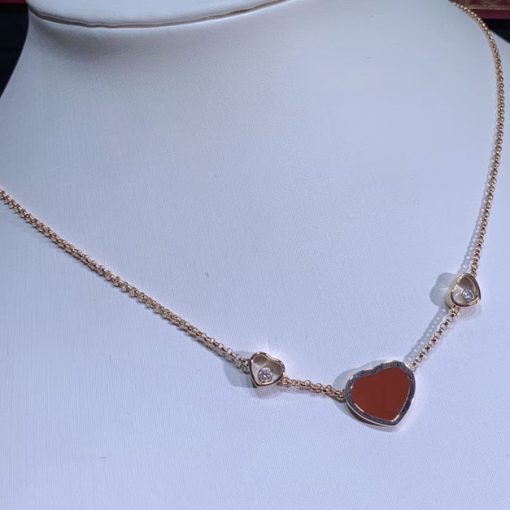 Chopard Happy hearts Necklace rose gold red stone 81A082-5801