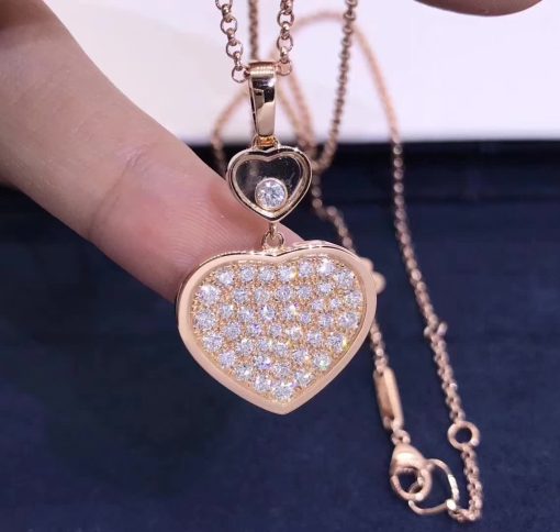 Chopard Happy Hearts Pendant Rose Gold Diamonds 797482-5009