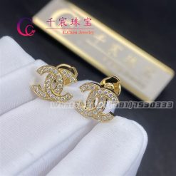 Chanel CC Logo Earrings Samll Version 18k Yellow Gold, Diamonds