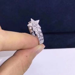 Chanel Comète Chevron Ring 18k White Gold Diamonds J11457