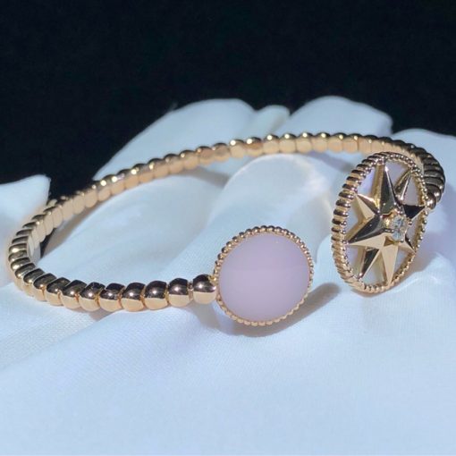 Dior Rose Des Vents Bracelet Diamond Pink Opal Open Cuff Bracelet