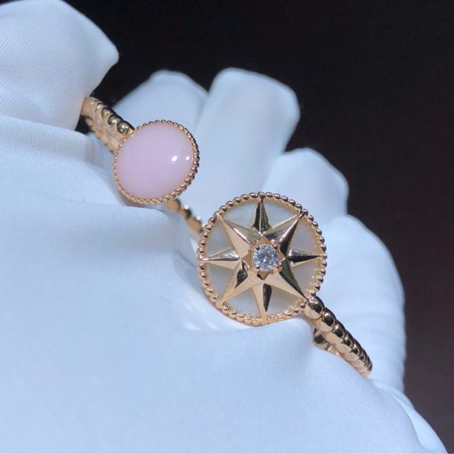 Dior Rose Des Vents Bracelet Diamond Pink Opal Open Cuff Bracelet