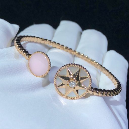 Dior Rose Des Vents Bracelet Diamond Pink Opal Open Cuff Bracelet