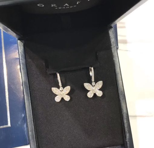 Graff Pavé Butterfly Mini Diamond Drop Earrings RGE1167