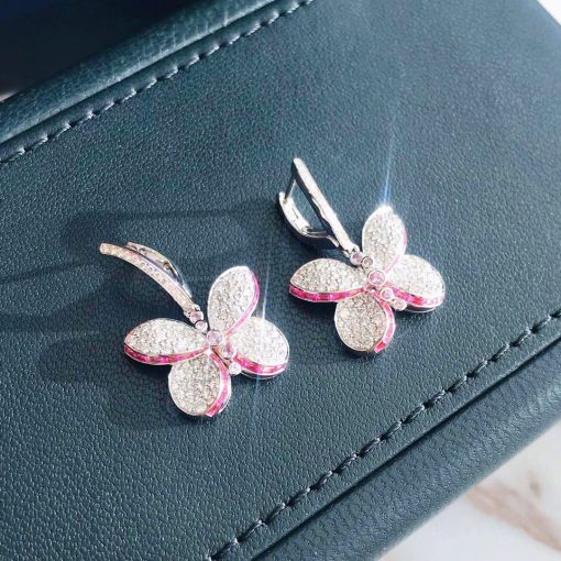 Graff Baby Princess Butterfly Earrings with Diamonds and Pink and Purple Sapphires RGE1184