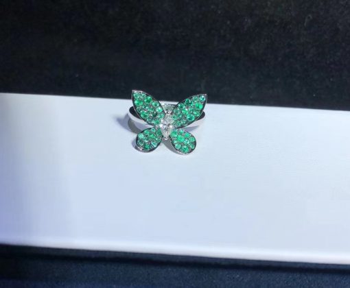 Graff Butterfly Pave Emeralds Ring RGR256