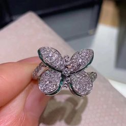 Graff Princess Butterfly Ring with Emeralds and Diamonds