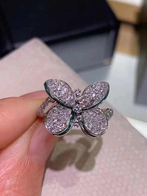 Graff Princess Butterfly Ring with Emeralds and Diamonds