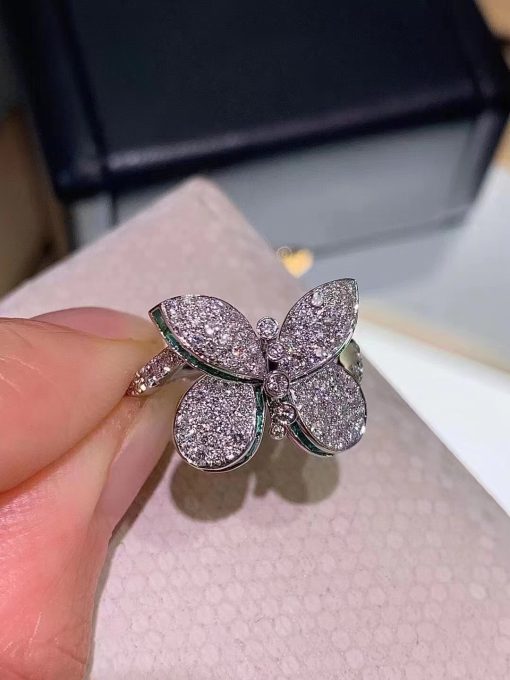 Graff Princess Butterfly Ring with Emeralds and Diamonds