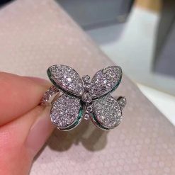 Graff Princess Butterfly Ring with Emeralds and Diamonds