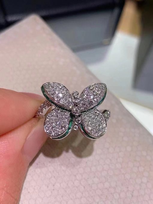 Graff Princess Butterfly Ring with Emeralds and Diamonds