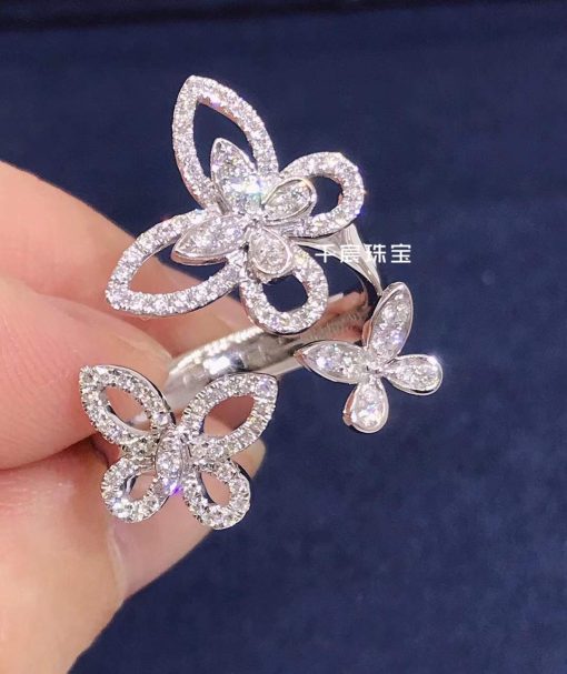 Graff Triple Butterfly Silhouette Diamond Ring RGR790