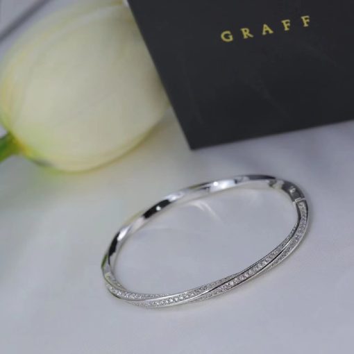 Graff Spiral Pavé Diamond And White Gold Bangle RGB351S