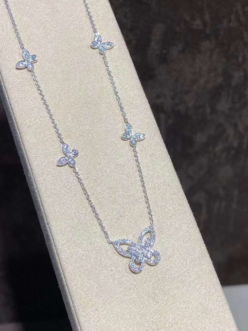 Graff Multi Butterfly Silhouette Pavé Diamond Necklace RGP746