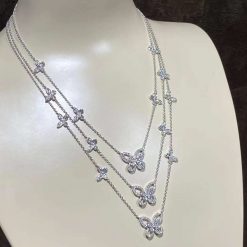 Graff Multi Butterfly Silhouette Pavé Diamond Necklace RGP746