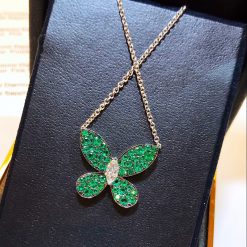 Graff Pave Butterfly green emeralds Pendant RGP321