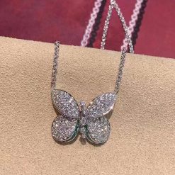 Graff Princess Butterfly Pendant with Round Diamond & Baguette Emerald Necklace RGP607