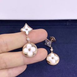 Louis Vuitton Color Blossom Long Earrings White Mother-Of-Pearl And Diamonds Q96668