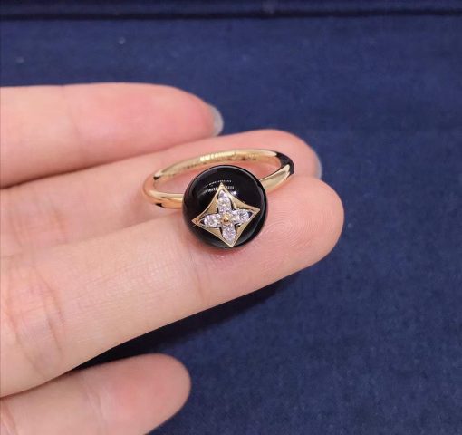 Louis Vuitton Color Blossom Ring Onyx And Diamonds Q9L96A