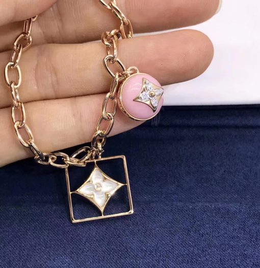 Louis Vuitton Color Blossom Bracelet Pink Opal White Mother-Of-Pearl And Diamonds Q95756