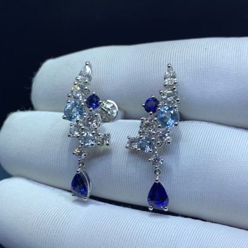 Harry Winston Sparkling Cluster Sapphire, Aquamarine and Diamond Earrings EASAQPCLRFSPC