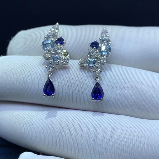 Harry Winston Sparkling Cluster Sapphire, Aquamarine and Diamond Earrings EASAQPCLRFSPC