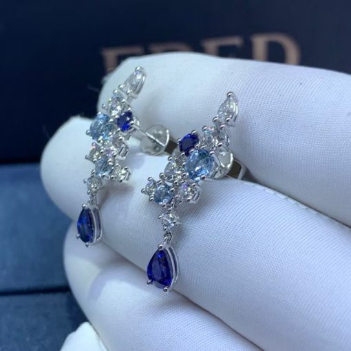 Harry Winston Sparkling Cluster Sapphire, Aquamarine and Diamond Earrings EASAQPCLRFSPC