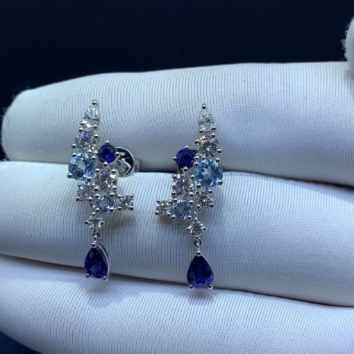 Harry Winston Sparkling Cluster Sapphire, Aquamarine and Diamond Earrings EASAQPCLRFSPC