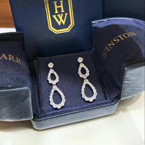 Harry Winston Diamond Loop Double Diamond Loop Diamond Earrings EADPRDDBLLP