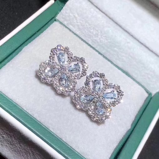 Harry Winston Diamond Loop Full Motif Aquamarine and Diamond Earrings EAAPRPMEL4C