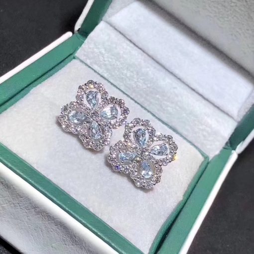 Harry Winston Diamond Loop Full Motif Aquamarine and Diamond Earrings EAAPRPMEL4C