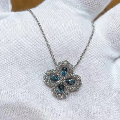 Harry Winston Diamond Loop Full Motif Aquamarine and Diamond Pendant PEAPRPMEL4C