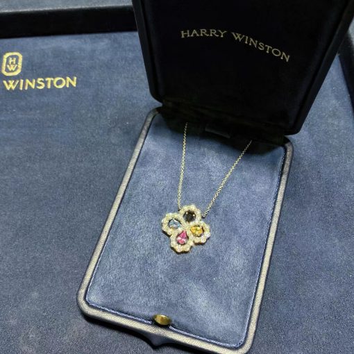 Harry Winston Diamond Loop Full Motif Multi Color Stone and Diamond Pendant PEMPRPMEL4C