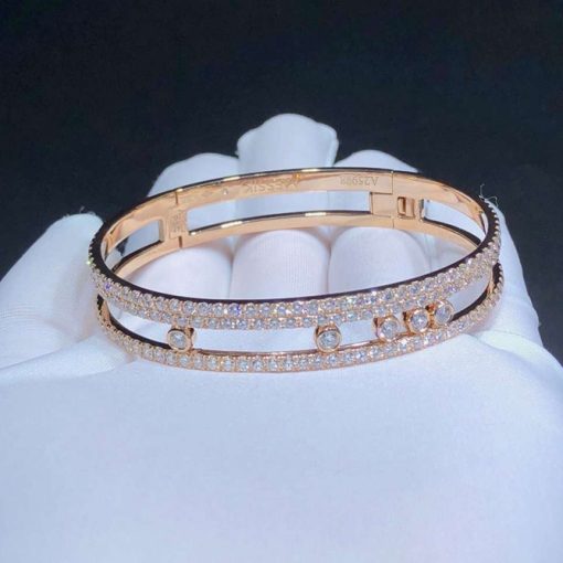 Messika Move Romane Large Pavé Bangle Pink Gold For Her Diamond Bracelet 06733-PG