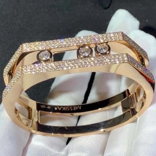 Messika Move Pei Pavé Cuff Pink Gold Diamond Bracelet 06750-PG